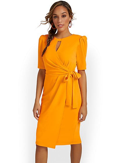 Puff-Sleeve Sheath Dress - Magic Crepe® - New York & Company