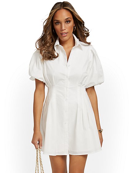 Puff-Sleeve Shirtdress - Lena - New York & Company