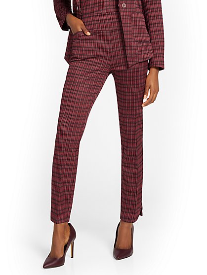 Pull-On Super High-Waisted Check-Print Ankle Legging - Superflex - New York & Company