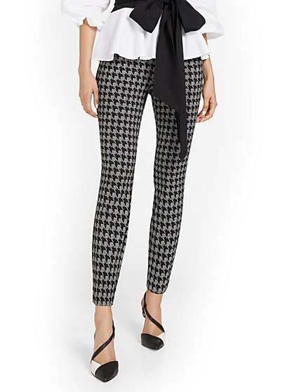 Pull-On Super High-Waisted Houndstooth Ankle Ponte Pant - Superflex - New York & Company
