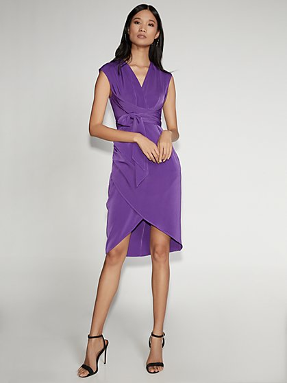 purple wrap dress