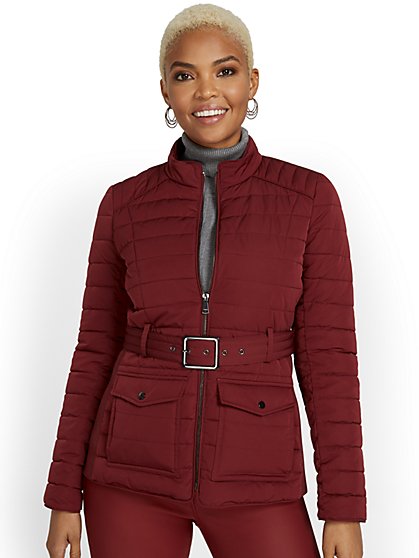 REPREVE® Belted Quilted Coat - New York & Company