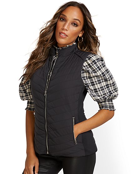 REPREVE® Piped Quilted Vest - New York & Company
