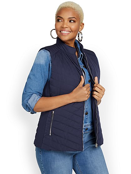 REPREVE® Piped Quilted Vest - New York & Company