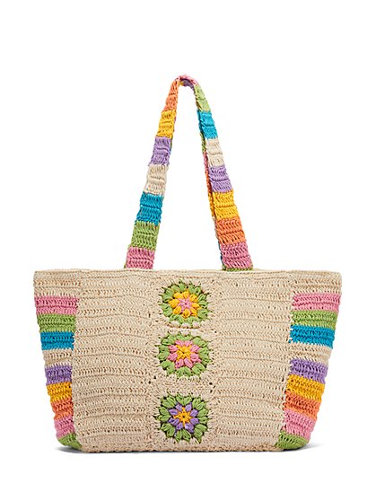 Rainbow Crochet Tote Bag - Shiraleah - New York & Company