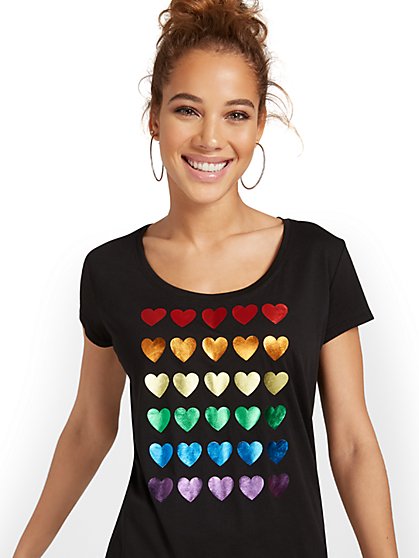 Rainbow Heart Graphic Tee - New York & Company