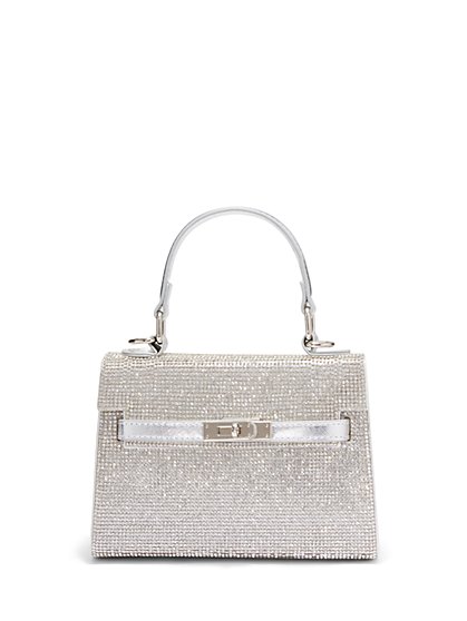 Rhinestone-Studded Top-Handle Mini Bag - Joesph D'Arezzo - New York & Company