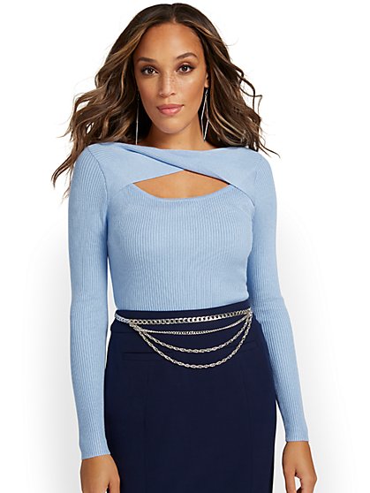 Ribbed Cut-Out Pullover Sweater - New York & Company