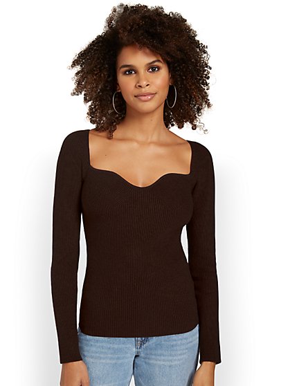 Ribbed Sweetheart-Neck Top - Crescent - New York & Company