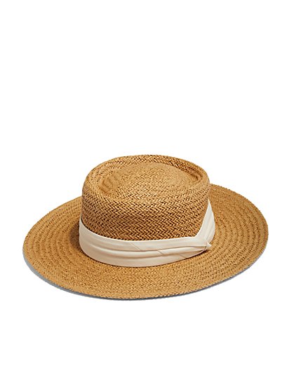 Ribbon-Banded Woven Hat - New York & Company