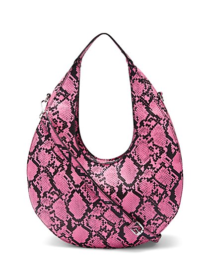 Round Faux-Leather Snake-Print Shoulder Bag - New York & Company