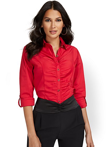 Ruched-Front Madison Shirt - New York & Company