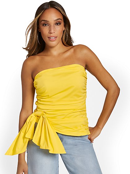 Ruched Side-Bow Strapless Top - New York & Company