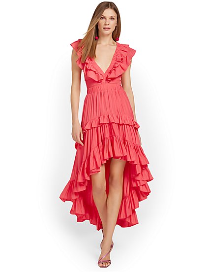 Ruffle High-Low Midi Dress - Do+Be - New York & Company