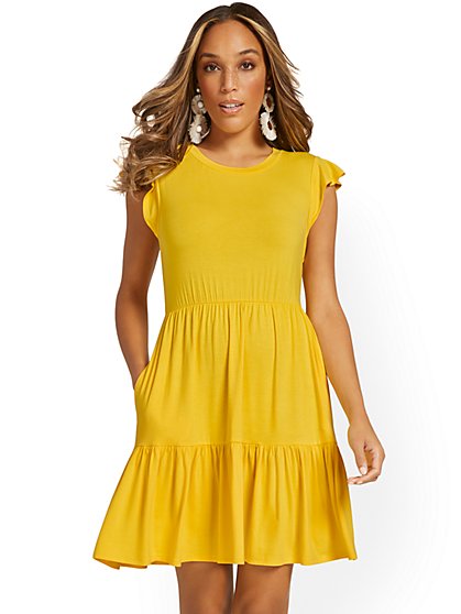 Ruffle-Sleeve Tiered Mini Dress - New York & Company