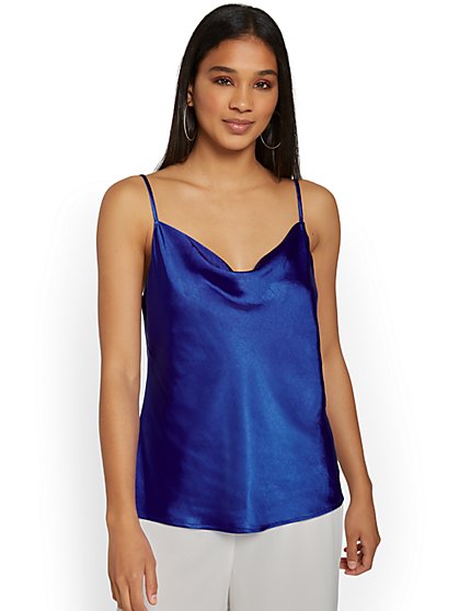 Satin Cowl-Neck Top - Skies Are Blue - New York & Company