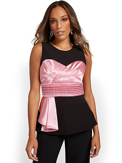 Satin-Rose Bustier Twofer Top - New York & Company