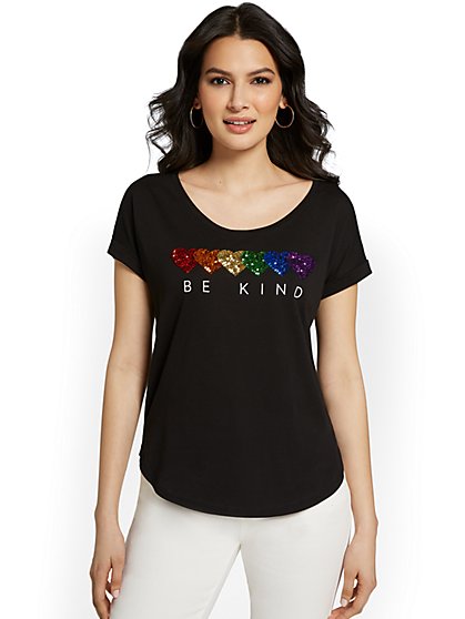 Sequin Be Kind Graphic Tee - New York & Company