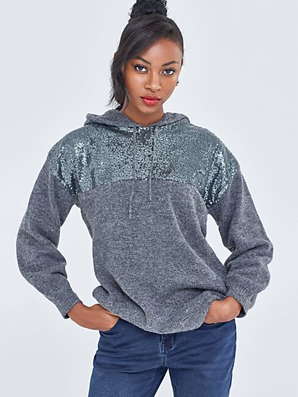Sequin Hoodie Sweater - Gabrielle Union Collection - New York & Company