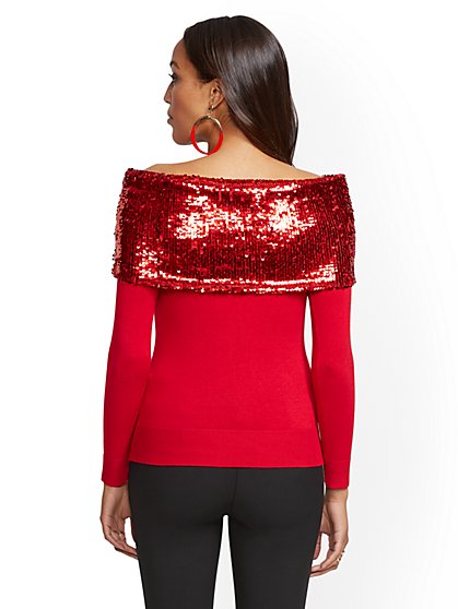 sequin shoulder sweater