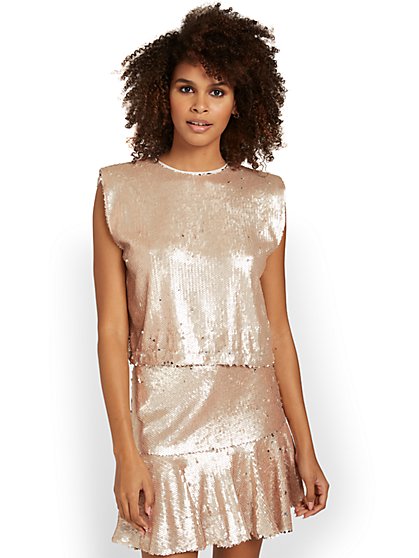 Sequin Shoulder-Pad Top - TCEC | New 