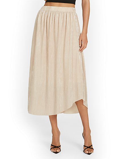 Sheen Banded-Waist Midi Skirt - See And Be Seen - New York & Company