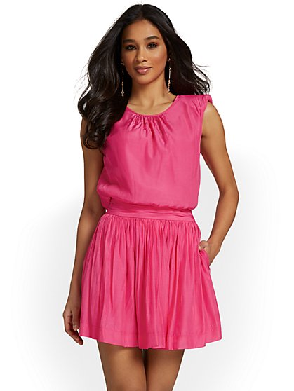 Shoulder-Pad Pleated Dress - Do+Be - New York & Company