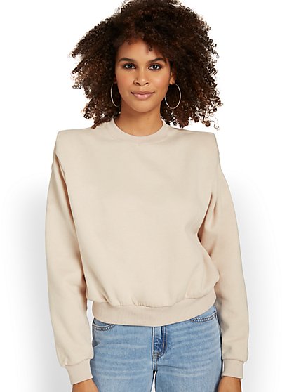 Shoulder-Pad Sweatshirt - Crescent - New York & Company