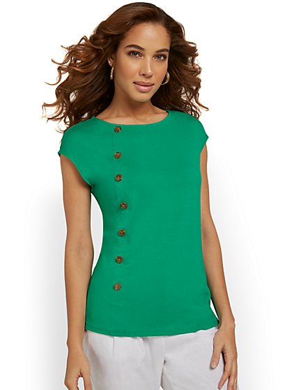 Side-Button Knit Top - New York & Company
