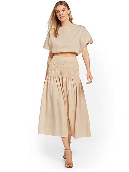 Smocked Poplin Skirt - Reveuse - New York & Company