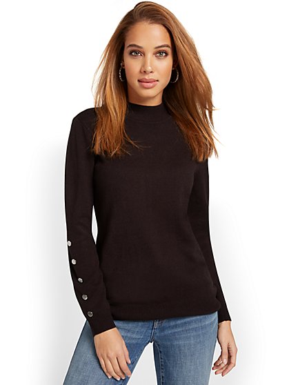 Snap-Sleeve Turtleneck Sweater - New York & Company