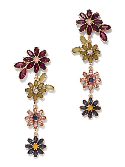 Women S Earrings New York Company Sparkling Goldtone Fl Linear Drop Earring New York Company