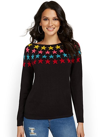 Star-Print Pullover Sweater - New York & Company