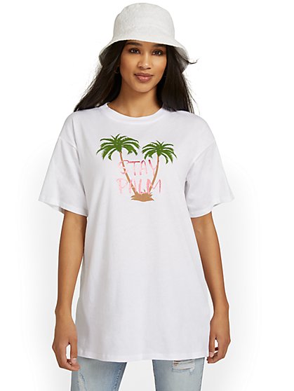 Stay Palm Oversized Graphic Tee - New York & Company