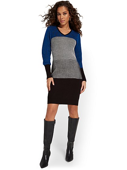 Stripe Colorblock Sweater Dress - New York & Company