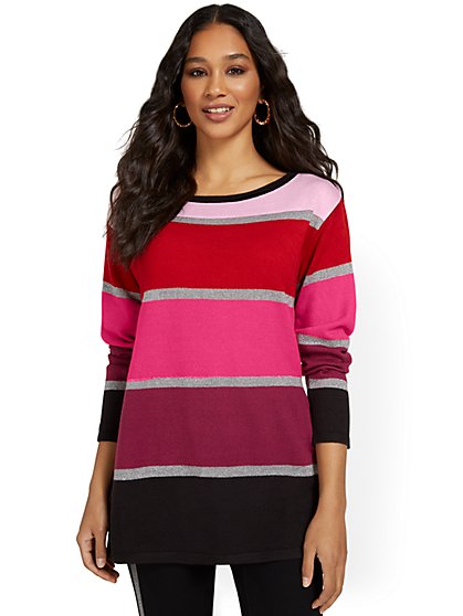 Stripe Slouch Tunic Sweater - New York & Company