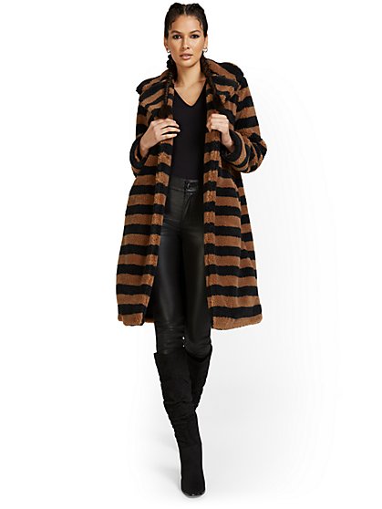 Stripe Teddy Bear Coat - New York & Company