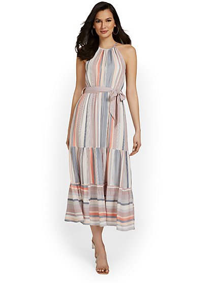 Striped Halterneck Maxi Dress - New York & Company