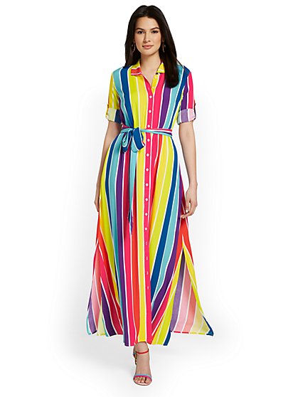 Striped Maxi Shirtdress - New York & Company