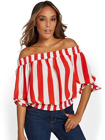 Striped Off-The-Shoulder Top - New York & Company
