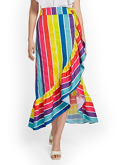 Striped Ruffle Maxi Skirt - New York & Company