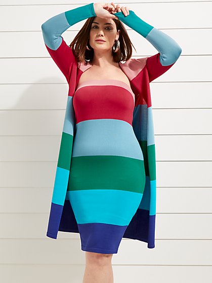 Striped Strapless Sweater Dress - New York & Company