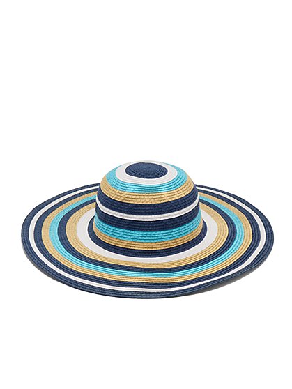 Striped Wide-Brim Sun Straw Hat - New York & Company