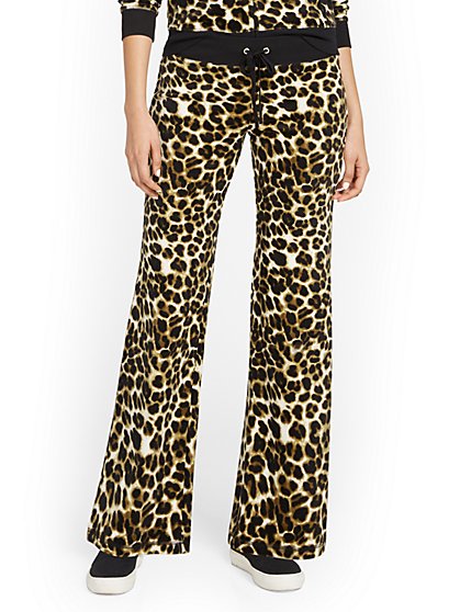 Tall Leopard-Print Velour Straight-Leg Pant - Dreamy Velour Collection - New York & Company