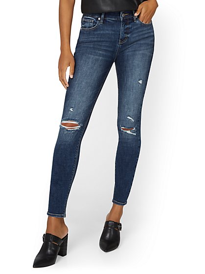 Tall Lexi Mid-Rise Super-Skinny Jeans - Dark Wash - New York & Company