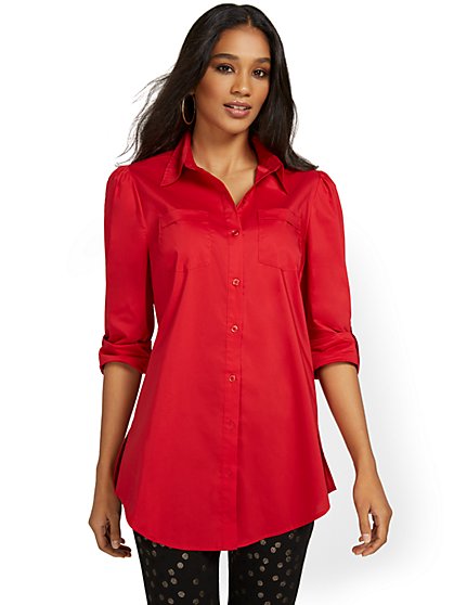 Tall Puff-Sleeve Madison Tunic Shirt - New York & Company