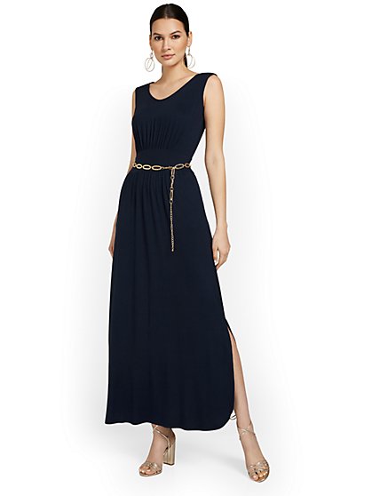 Tall Ruched Side-Slit Maxi Dress - New York & Company