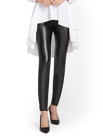 Tall Whitney Faux-Leather High-Waisted Pull-On Slim-Leg Pant - New York & Company