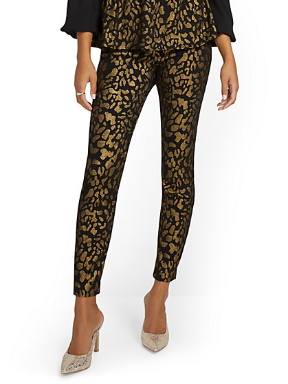 Tall Whitney High-Waisted Pull-On Long-Leg Pant - Leopard-Print - New York & Company
