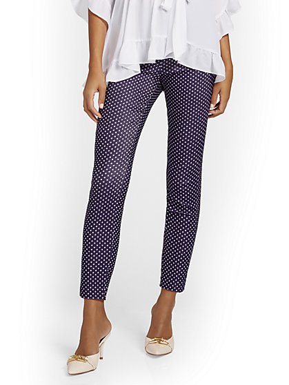 Tall Whitney High-Waisted Pull-On Slim-Leg Ankle Pant - Navy Dot Print - New York & Company